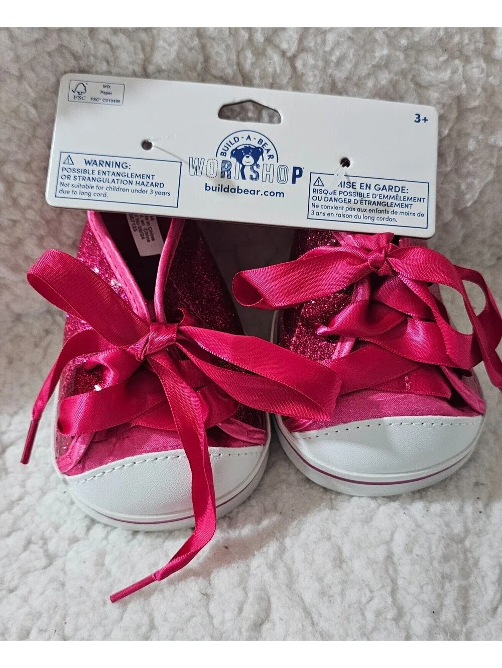 New Build A Bear Workshop Hi Top Shoes Glitter Tennies Pink Accessories Sparkle